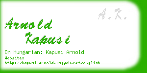 arnold kapusi business card